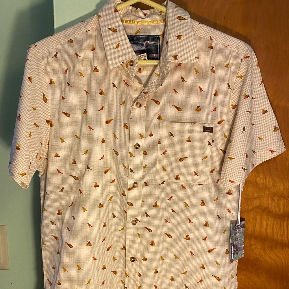 (S) Toddland Dinosaurs & Volcanoes Men’s short sleeve button shirt